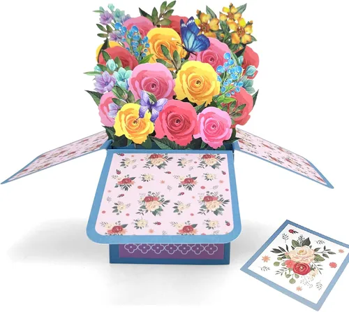 Miniatura 6 de Tarjeta desplegable 3D para el día de la madre. Regalo de cumpleaños con tarjeta de notas y sobre, perfecto para cumpleaños, agradecimiento al