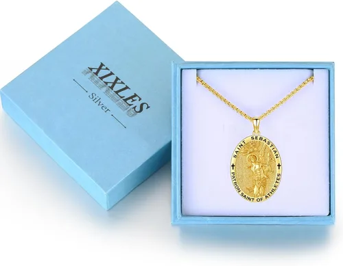 Miniatura 238 de Collar con colgante de plata de ley 925 con medalla de San Patrón, joyería religiosa para hombres y mujeres, con cadena de acero inoxidable 316L