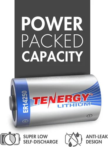 Miniatura 7 de Tenergy Batería de litio de 3.6 V 1/2 AA, baterías no recargables ER14250 de 1200 mAh para sistemas de alarma, sensores de seguridad para el hogar
