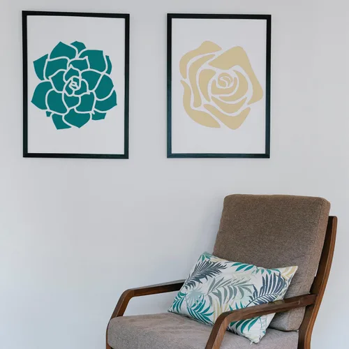 Miniatura 5 de HELLATHUN - 6 plantillas florales grandes reutilizables (12 x 12 pulgadas), diseño de girasol, rosa, dalia, para pared, tela, muebles, lienzo, papel