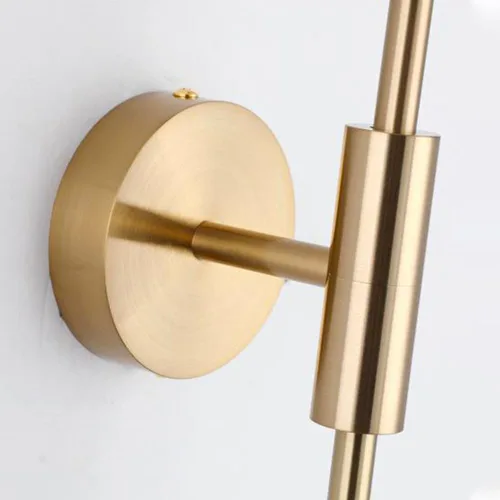 Miniatura 4 de Lámpara de pared de globo de vidrio blanco, lámpara de pared dorada de mediados de siglo, moderna de poste largo, lámpara minimalista de montaje
