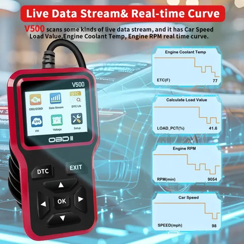 Miniatura 4 de Herramienta de diagnóstico del escáner OBD2: herramienta de escáner de código de luz del motor con reinicio, DTC, flujo de datos, preparación I/M