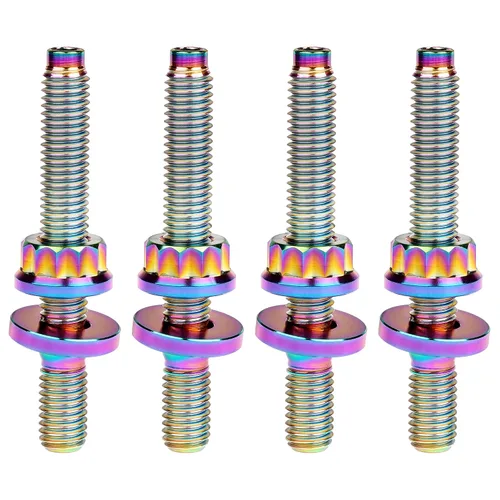 Miniatura 14 de Tornillo de titanio M8 M10x45 54 55 2.559 in paso 1.25 Kit de pernos de escape automotriz Kit tornillos, tuercas y arandelas Kit de 4 piezas