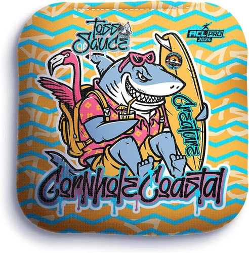 Miniatura 16 de Juego de 4 bolsas de maíz profesionales reguladoras para juegos de lanzamiento de cornhole, para todos los niveles de habilidad (criatura)