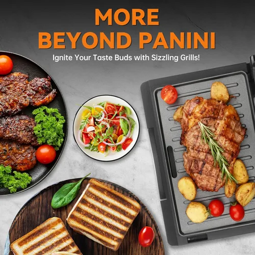 Miniatura 7 de Baker's Friend Prensa Eléctrica Mini para Panini de 2 Rebanadas, Prensa Parrilla para Panini Sandwichera Eléctrica para Panqueques y Huevos, Bandeja