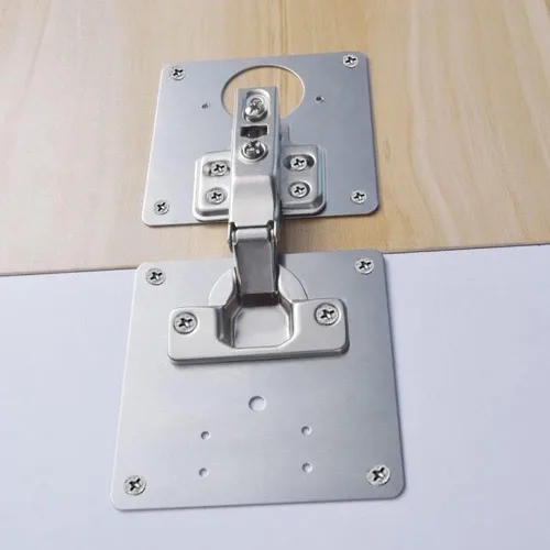 Miniatura 6 de Placa de reparación de bisagras, soporte de placa de reparación de acero inoxidable con tornillos de montaje para muebles, estantes, gabinete