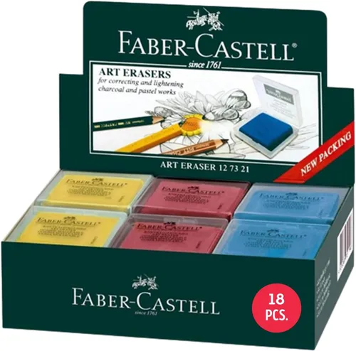 Faber-Castell Gomas de borrar - Drawing Art - Borradores amasados, tamaño grande, colores surtidos, paquete de 18