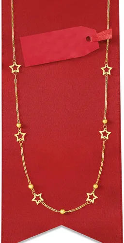 Miniatura 3 de Ross-Simons Italian 14kt Yellow Gold Paper Clip Link Star Station Necklace