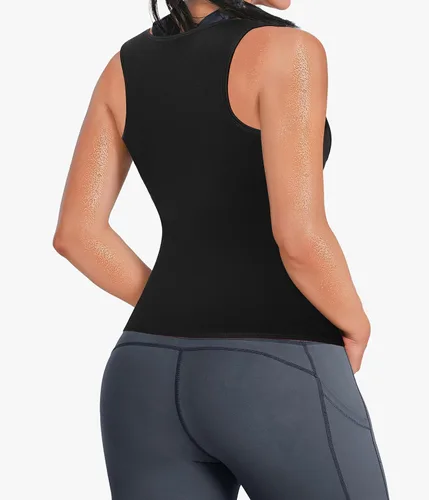 Miniatura 2 de GAODI Chaleco de entrenamiento de cintura para mujer, corsé delgado, camiseta sin mangas con cremallera, camisa de compresión, traje de sauna