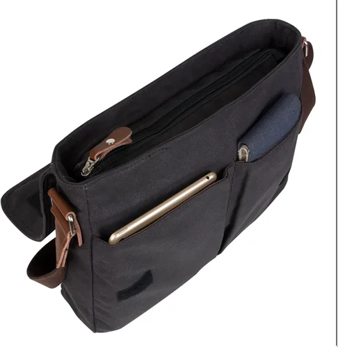 Miniatura 5 de HuaChen Vintage Canvas Messenger Bag,Travel Shoulder Satchel Unisex Crossbody Purse Bookbag for 14 Inch Laptop
