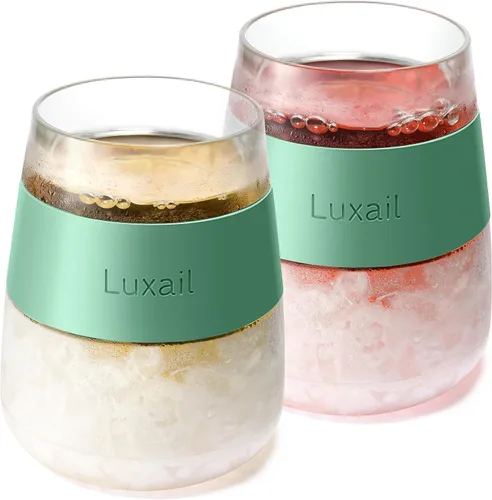Miniatura 8 de luxail - Copas de vino de plástico, juego de 2, regalos de vino, vasos aislados de doble pared para el congelador, vasos sin tallo para vino tinto