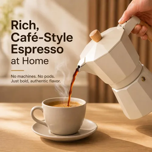 Miniatura 2 de ANGORA BRANDS Vondra - Olla de aluminio para moka (2 a 6 tazas), cafetera espresso para estufa, cafetera italiana clásica, cafetera percoladora