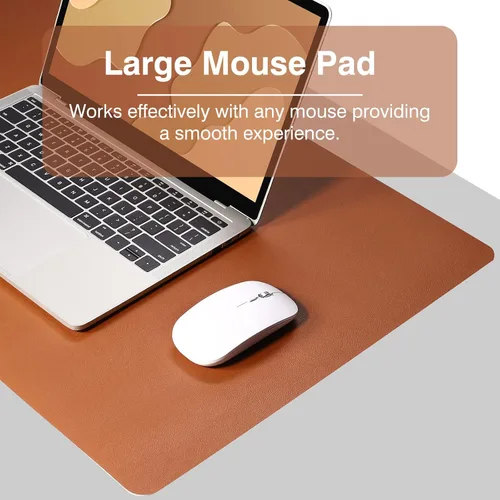 Miniatura 7 de TOWWI Tapete de escritorio de doble cara, tapete grande para escritorio, protector impermeable para mouse y teclado, tapete de cuero para escritorio