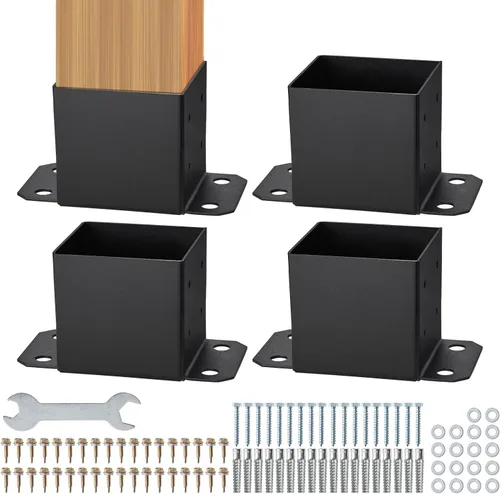 Miniatura 11 de VEVOR Base para Poste 4x4 2 Piezas, Tamaño Interior 3.6"x3.6" Soportes de Base para Poste, Anclaje de Poste de Servicio Pesado con Recubrimiento