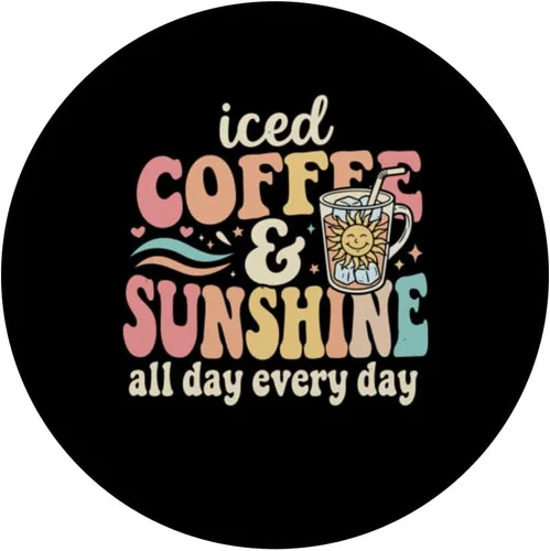 Miniatura 3 de Iced Coffee and Sunshine Funny Summer PopSockets Adhesive PopGrip