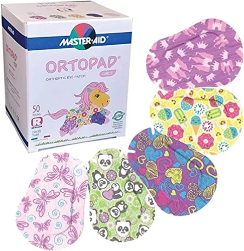 Ortopad Parches de bambú para niñas, 50/caja (tamaño regular, 4+ años) paquete de helado