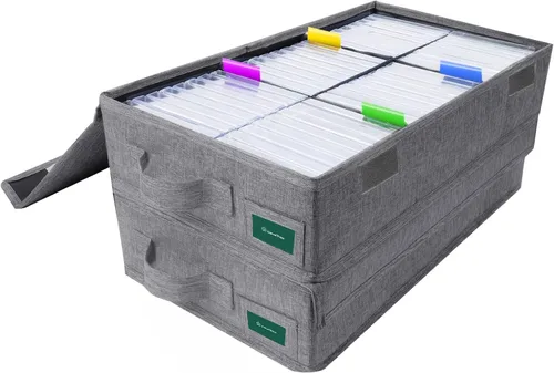 Miniatura 9 de Caja de almacenamiento de cinta de casete, práctico soporte de cinta de casete de 16.34 x 9.25 x 3.54 pulgadas, estante de casetes con tapas