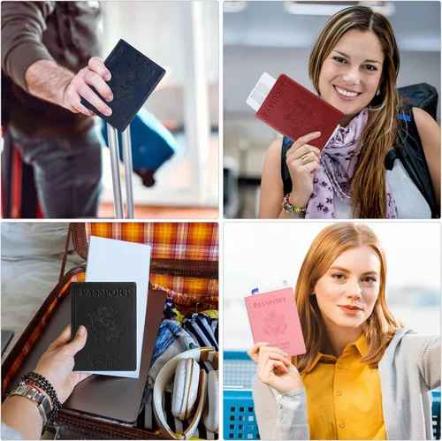 Miniatura 6 de BULFULL Soporte para pasaporte, bolsa de viaje para el cuello, bolsa de viaje con bloqueo RFID, cartera de cuello de viaje de múltiples vías