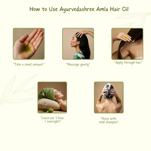 Miniatura 5 de Aceite para el cabello AYURVEDASHREE 6.76 fl oz., con Bhringraj, extracto de Amla, Kalonji, sésamo, aguacate, nuez, tomillo, jojoba, aceite