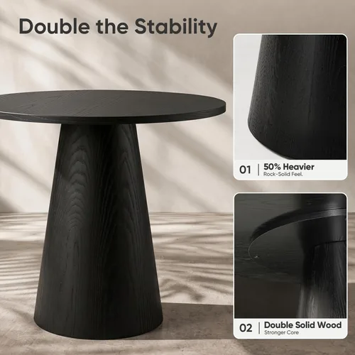 Miniatura 4 de Mesa de comedor redonda de madera para 2-4, moderna mesa de cocina de granja, mesas de comedor circulares pequeñas de 35 pulgadas con pedestal