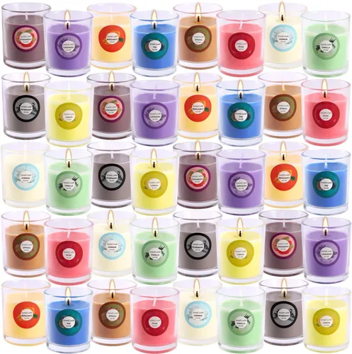 Miniatura 12 de YOROXRG Juego de 12 velas perfumadas de cera de soja, velas de lata de viaje para el hogar, 3.05 onzas para mamá para Navidad, cumpleaños, Acción