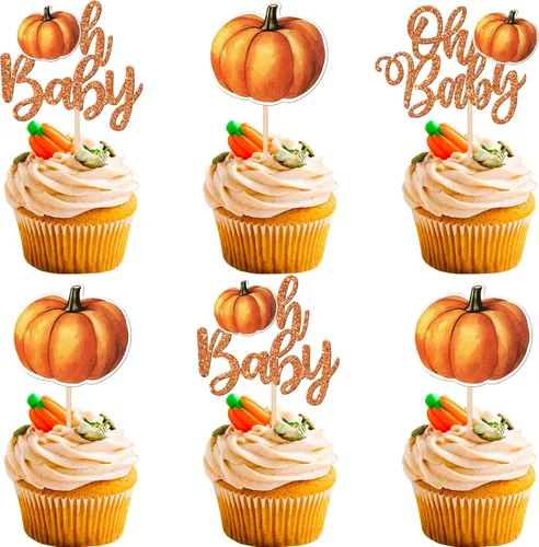 Miniatura 7 de 1 paquete de decoración de pastel de calabaza con purpurina con tema de otoño para pastel de calabaza pequeña, decoración de pastel de cosecha