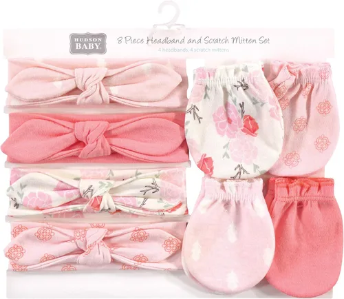 Miniatura 59 de Hudson Baby Conjunto de diadema de algodón y manoplas para rascar para bebé