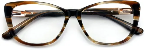 Miniatura 8 de Gafas de lectura de acetato de alta calidad para mujer, lentes de ojo de gato, divertidos lectores de lentes transparentes, acento de metal dorado