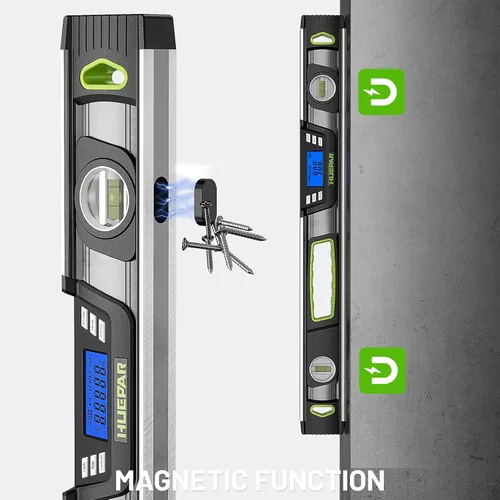 Miniatura 4 de Huepar Nivel digital de 24 pulgadas, nivel de torpedo electrónico magnético profesional con pantalla LCD, alertas audibles, IP54 a prueba