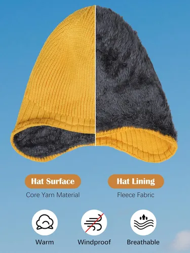 Miniatura 4 de Motarto Gorro de invierno cálido con orejeras, con forro polar grueso, elástico, resistente al viento, para hombres y mujeres