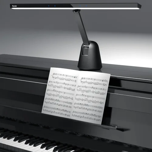 Quntis Luz de piano de iluminación ultra ancha de 55 pulgadas, lámpara de piano profesional LED de 12W para el cuidado de los ojos con atenuación