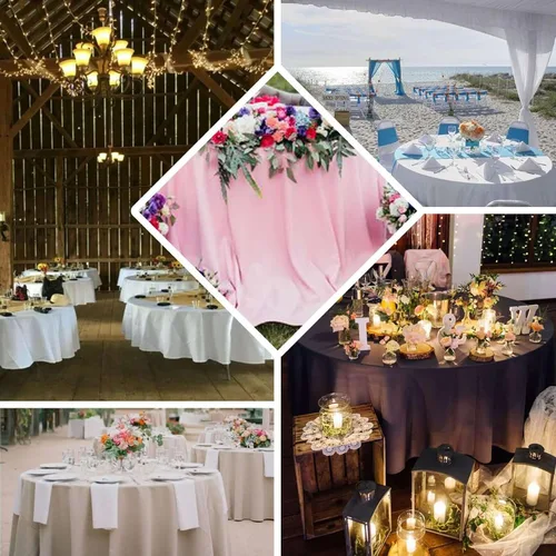 Miniatura 5 de Efavormart - 5 manteles redondos de poliéster de 108 pulgadas para bodas, fiestas, banquetes, restaurantes, 5 unidades, color blanco