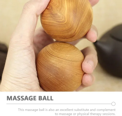 Miniatura 8 de Healifty Bolas de masaje de mano, paquete de 2 bolas de ejercicio de mano de madera de 1.96 pulgadas para estimulación muscular de mano, alivio
