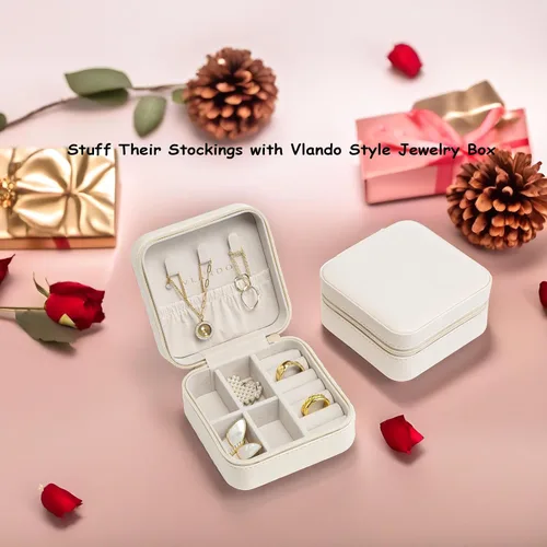 Miniatura 12 de Organizador de joyas Vlando para almacenaje y exhibición, joyero para viaje, imitación de piel, para anillos, aretes, collares.