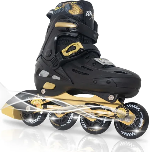 Miniatura 9 de MammyGol Patines en línea para niños y niñas jóvenes, patines ajustables de 4 tallas con ruedas intermitentes de PU, patines en línea agresivos