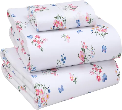 Miniatura 32 de RUVANTI Juego de sábanas divididas tamaño King de 100 % algodón para cama ajustable, 5 piezas, ropa de cama de tejido de percal suave y Guisante