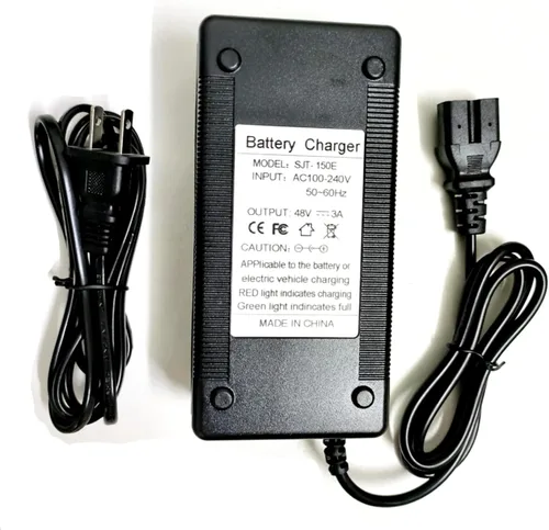 Cargador de 3 pines de carga rápida de 48 voltios y 3 amperios para eWheels EW-36 EW-02 EW-11 EW-19 EW-20 EW-38 EW-46 EW-66 EW-72 y 48V Go Karts,