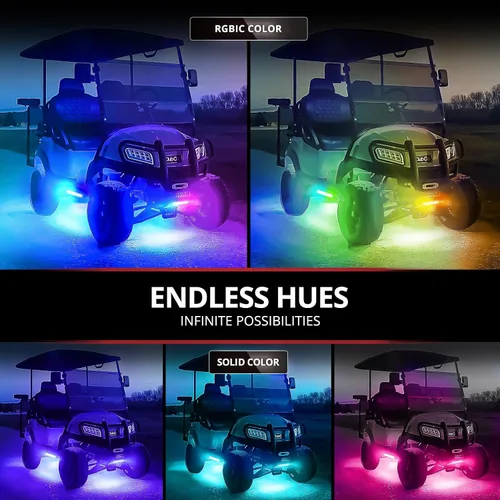 Miniatura 3 de OPT7 Aura DreamColor - Kit de luz LED para carrito de golf de 12 V con aplicación y control remoto, 4 tiras de luz multicolor impermeables