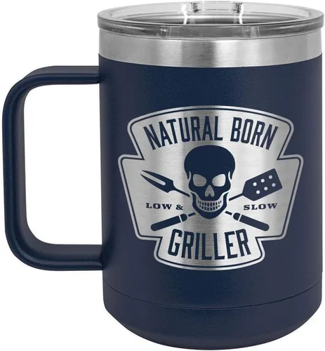 Miniatura 19 de Natural Born Griller RED 15 oz Coffee Cup w/Slide Top Lid Insulated Travel Coffee Mug BBQ & Grilling Gift Idea For Men Who Have Everything, Dad