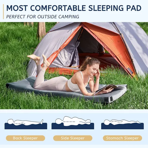 Miniatura 5 de HomeMate CertiPUR-US Memory Foam Camping Mattress Pad Portable Roll Up Mattress for Adults Sleeping Mat Cot Mattress Pad Gris