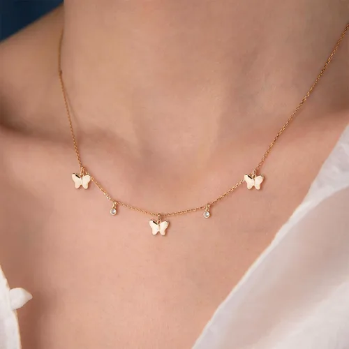 Miniatura 2 de GUOKE Dainty Gold Necklace for Women, Sun Star Pendant 14K Gold Plated Circle Butterfly Necklace Simple Trendy Jewelry for Women