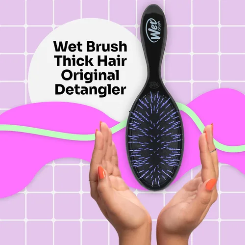 Miniatura 2 de Wet Brush - Cepillo desenredante para cabello grueso, negro, con cerdas ultrasuaves IntelliFlex que se deslizan a través de los nudos con facilidad