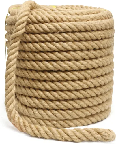 Miniatura 16 de Cuerda de yute de 1 pulgada y 25 pies, cuerda de yute resistente, cuerda de cáñamo natural, cuerda de cáñamo trenzada para manualidades, jardinería