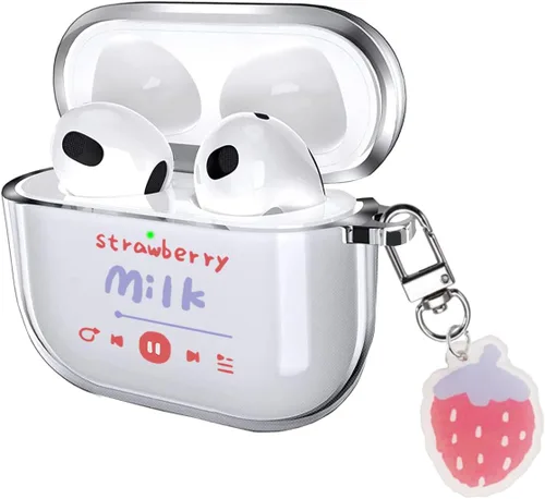 Miniatura 13 de Funda para AirPods 4 2024 con mosquetón de llavero, funda transparente para AirPods 4, diseño de anime, funda suave con adornos para niños, niñas