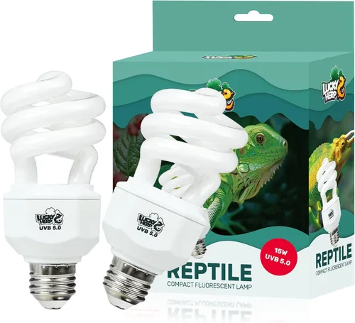 Miniatura 10 de LUCKY HERP Paquete de 2 luces UVA UVB para reptiles, 15 W 10.0 UVB para reptiles del desierto, lámpara fluorescente compacta de terrario, bombilla