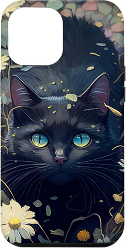 Miniatura 25 de iPhone 16 Cute Black Cat In Botanical Flower Garden Aesthetic Cat Case