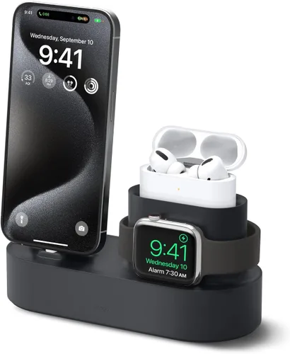 Miniatura 13 de elago Estación de carga 3 en 1 compatible con Apple Watch Series 11/10/9/8/7/6/5/4/3/2/1/SE3/SE2/SE1, Apple AirPods Pro 2/1, AirPods 3/2/1 y todos