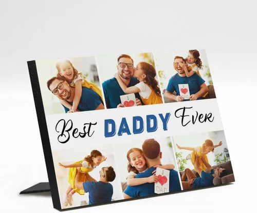 Miniatura 21 de InterestPrint Panel de fotos personalizado para papá y nombre para exhibición de mesa, mejor papá estrella, 6 fotos, marco de fotos personalizado