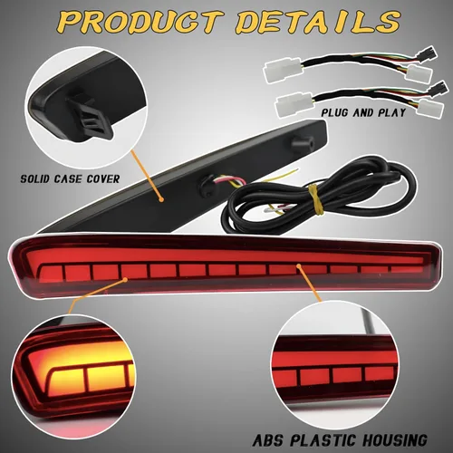 Miniatura 3 de Kit de luces LED de freno para parachoques trasero, luz de circulación diurna, lámparas de señal de giro secuencial dinámicas compatible con Toyota