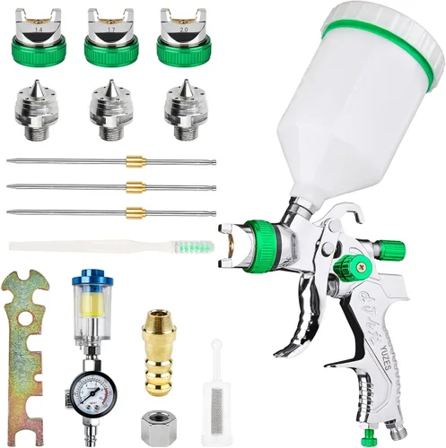 YUZES - Pistola pulverizadora HVLP con boquillas de 1.4/1.7/2.0mm, fácil de usar, pistola de pintura en aerosol para autos, muebles, pintura DIY,